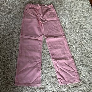pink wide leg high waisted jeans - xs